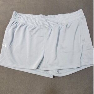 NWT Under Armour Women UA Rival Terry Crossover Waist Blue Training Short 3XL